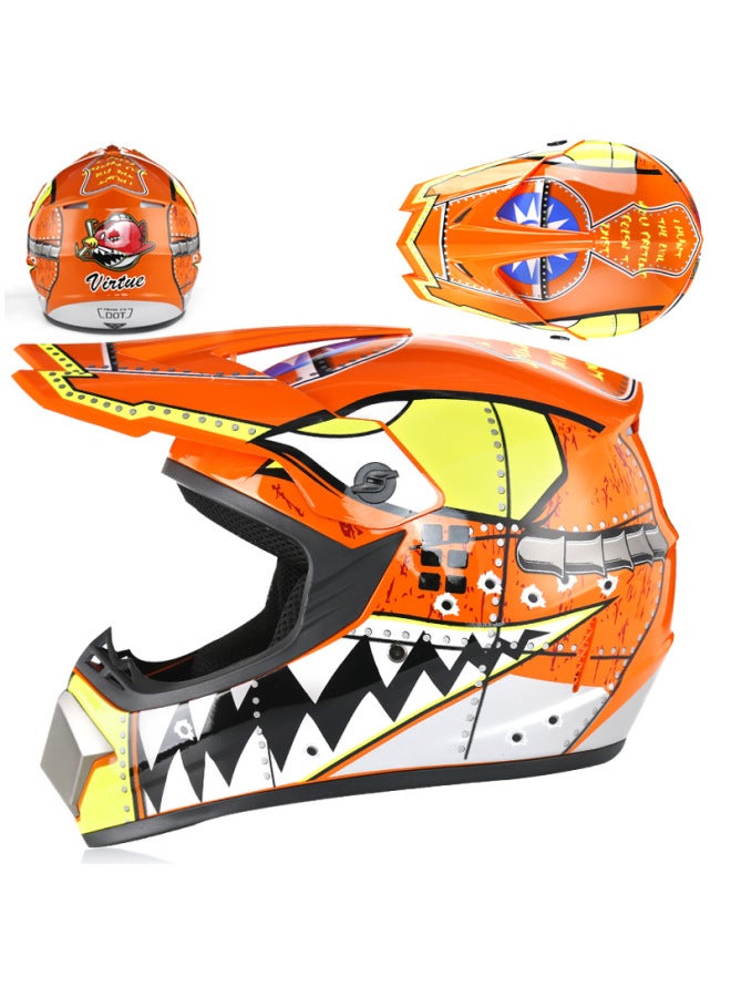Orange Teeth Cross-country Helmet Motorcycle Small Cross-country Helmet Racing Lightweight Mountain Full Helmet Goggles Helmet