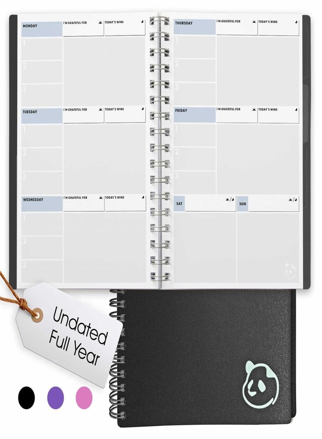 Panda Planner 2026 Undated Weekly Planner - Spiral Bound 5.75" x 8.25" with 52 Weeks, Habit Tracker & Weekly To-Do Lists - Productivity Planner & Academic Organizer for Home, Office & School (Black) - Image 1