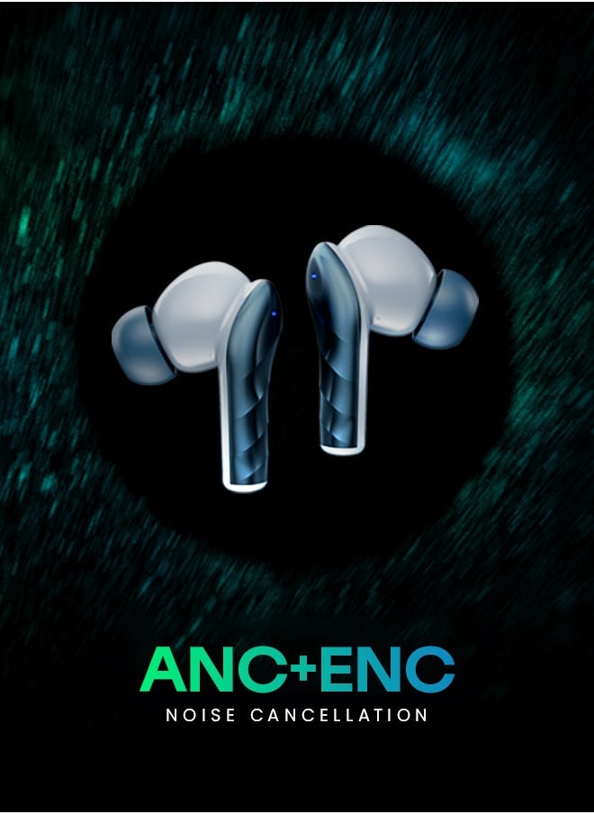 Faster - Raptor Wireless Earbuds with ANC + ENC - 6 Hours Playtime with Bluetooth 5.3 - HiFi Stereo Sound Airpods - Gaming Bluetooth Earphones with Ultra-Low Latency - Deep Bass, IPX4 Water Resistant - For Exercise, Gym - Compatible with iPhone & Android (Blue) - Image 1