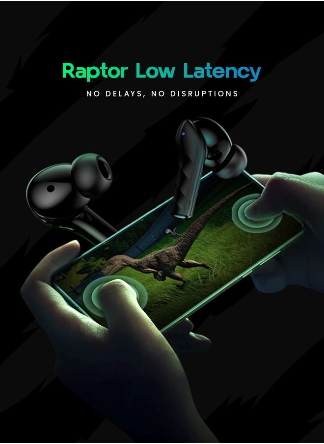 Faster - Raptor Wireless Earbuds with ANC + ENC - 6 Hours Playtime with Bluetooth 5.3 - HiFi Stereo Sound Airpods - Gaming Bluetooth Earphones with Ultra-Low Latency - Deep Bass, IPX4 Water Resistant - For Exercise, Gym - Compatible with iPhone & Android (Blue) - Image 1