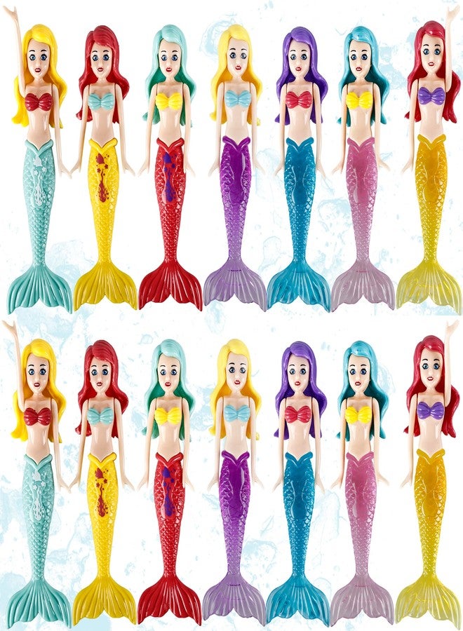 Hoarost 14 Pcs Mermaids Underwater Diving Pool Toys Assorted Colors Mermaids Water Toys for Swimming Pool Party Supplies Bathtub Summer Beach Game - Image 1