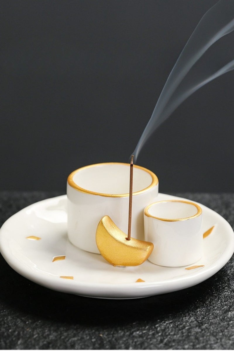 Multi-Purpose Ceramic Incense Holder – Moon Design Ash Catcher Tray for Palo Santo, Candles & Sticks | Heat-Resistant, Easy to Clean | 12.8cm / 5in, Approx. 260g - Image 4