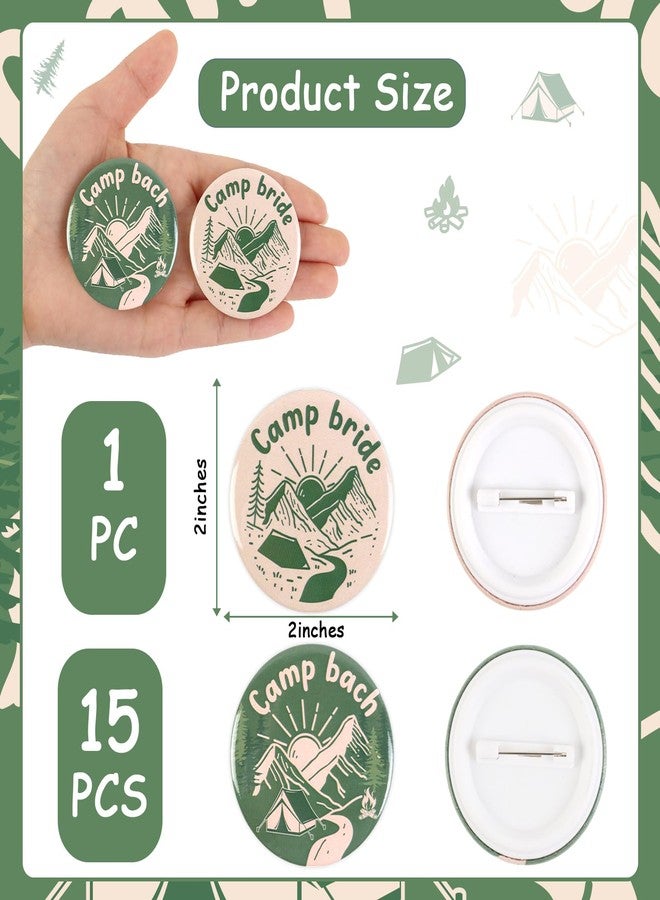Serencatcher Camp Bachelorette Decorations Button Pins, 16pcs Camp Bride Camp Bach Pins Badges for Camping Bridal Shower Wedding Engagement Party Favors Team Bride Accessories - Image 2
