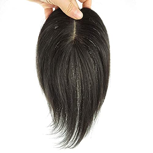 RemeeHi Real Human Hair Piece Pu Similar to Silk Base Women Topper or Toupee Wiglet Top Thin Loss Hair 5x8 Natural Black 20cm - Image 2