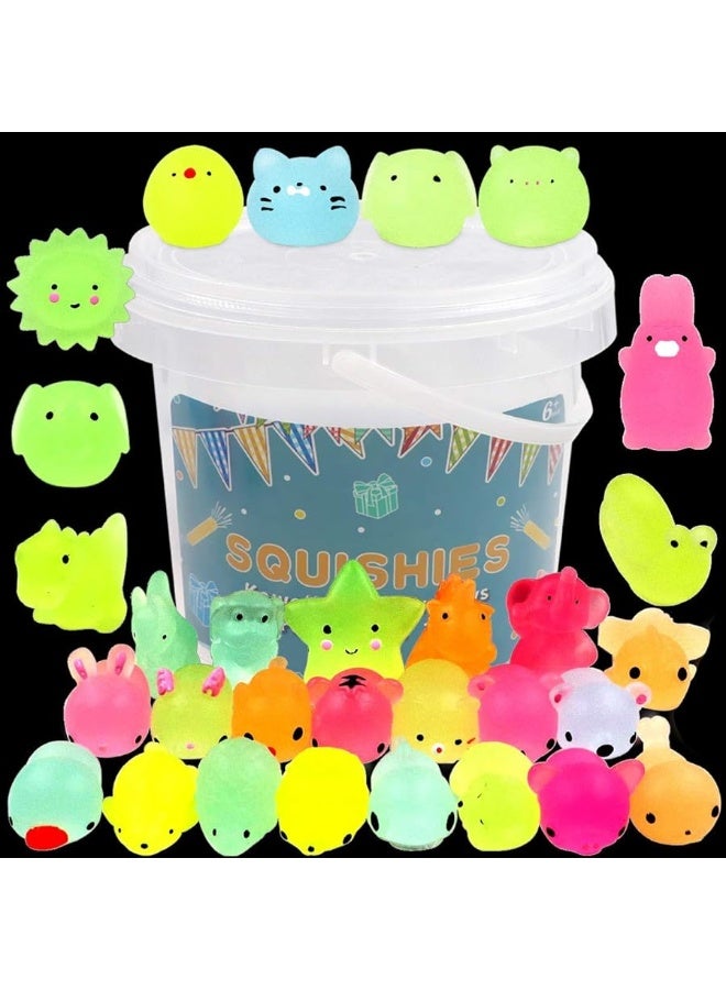 POKONBOY 23 Pack Squishies Mochi Squishy Toys Glow in The Dark Party Favors for Kids  Mini Kawaii Squishies Mochi Animals Stress Relief Squishy Pack Squishy Cat Squishys with Storage Box - Image 1