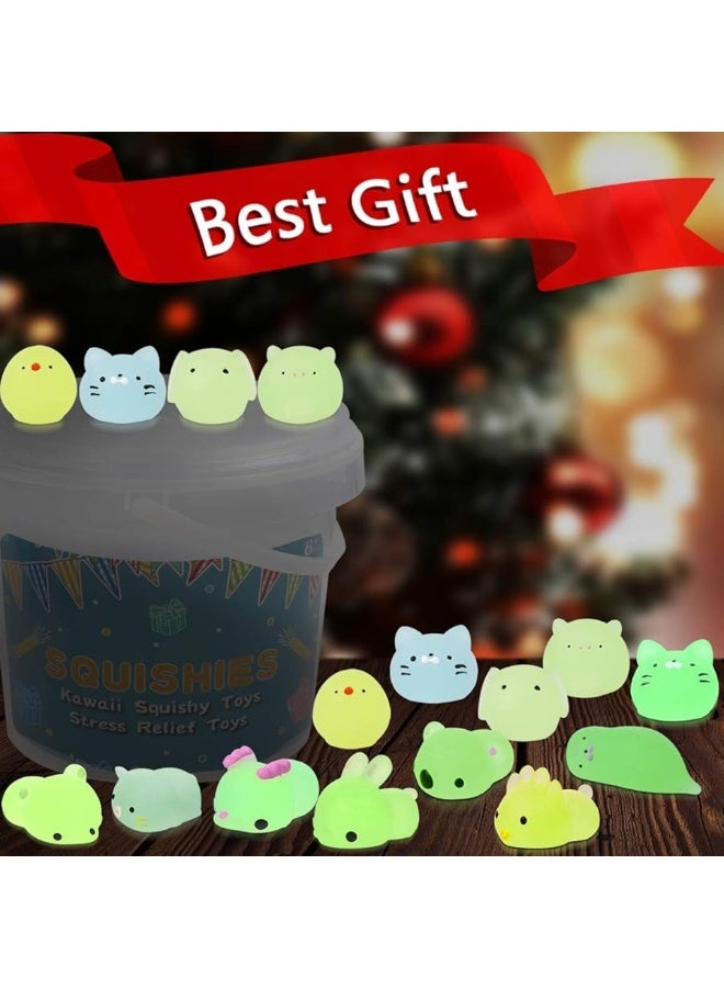 POKONBOY 23 Pack Squishies Mochi Squishy Toys Glow in The Dark Party Favors for Kids  Mini Kawaii Squishies Mochi Animals Stress Relief Squishy Pack Squishy Cat Squishys with Storage Box - Image 4