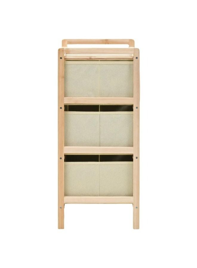 vidaxl vidaXL Storage Rack with 3 Nonwoven Baskets Cedar Wood Beige - Image 2