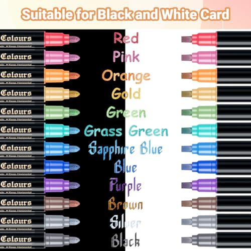 DAPAWIN Metallic Markers for Scrapbooking: 12 Scrapbook Markers for Black Paper, Rock, DIY Card Decorative, Wedding, Graduation Scrapbook Supplies, Dual Tips Scrapbooking Pens - Image 5