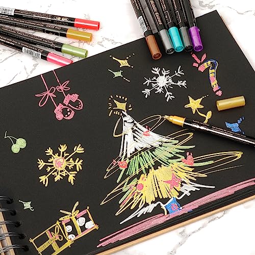 DAPAWIN Metallic Markers for Scrapbooking: 12 Scrapbook Markers for Black Paper, Rock, DIY Card Decorative, Wedding, Graduation Scrapbook Supplies, Dual Tips Scrapbooking Pens - Image 4