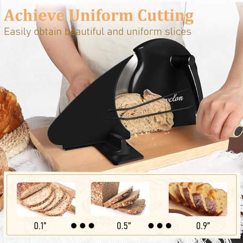 Brvclon Manual Bread Slicer Adjustable Thickness, Hand Crank Bread Slicer for Homemade Sourdough Bread with Scale Line & Suction Cup & Metal Guide,Quality Solid Wood Base & Gift-Level Packaging - Image 2
