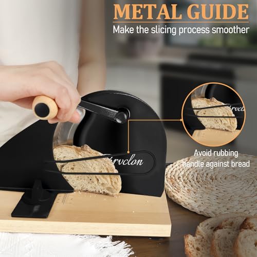 Brvclon Manual Bread Slicer Adjustable Thickness, Hand Crank Bread Slicer for Homemade Sourdough Bread with Scale Line & Suction Cup & Metal Guide,Quality Solid Wood Base & Gift-Level Packaging - Image 3
