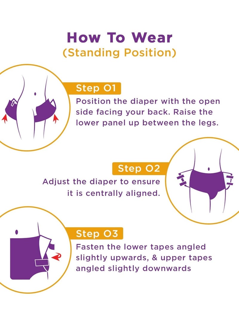 الحفاضات حفاضات Eldiapers للبالغين بنمط شريطي، للجنسين، مقاس XL 48-57 بوصة، 10 حفاضات، حماية من 8 إلى 10 ساعات - Image 2