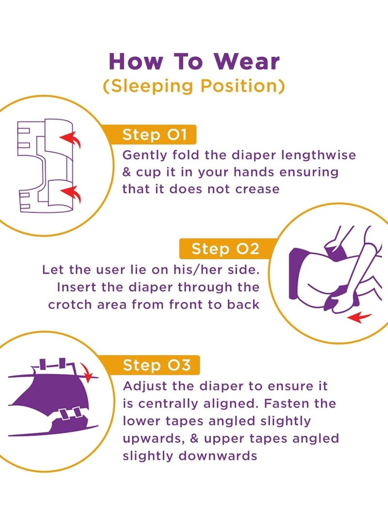 الحفاضات حفاضات Eldiapers للبالغين بنمط شريطي، للجنسين، مقاس XL 48-57 بوصة، 10 حفاضات، حماية من 8 إلى 10 ساعات - Image 4