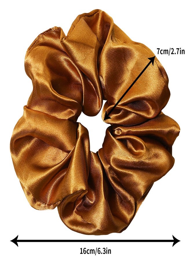 Cabaubl 4pcs Silk Satin Hair Ties,Oversized Soft Hair Scrunchies for Women Girls Gift,Elastic Ponytail Holder Decorations,Hair Style Accessories,Light brown, coffee, dark brown, off-white Scrunchy - Image 2