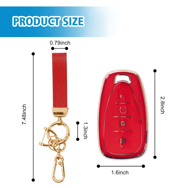 Rislobx Key Fob Cover Fit for Chevy Key, Car Key Case Protector for Volt Bolt Spark Equinox Traverse Trax (4 Buttons Red) - Image 3