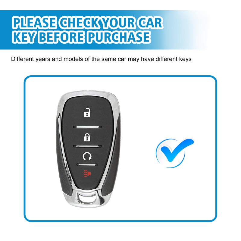 Rislobx Key Fob Cover Fit for Chevy Key, Car Key Case Protector for Volt Bolt Spark Equinox Traverse Trax (4 Buttons Red) - Image 2