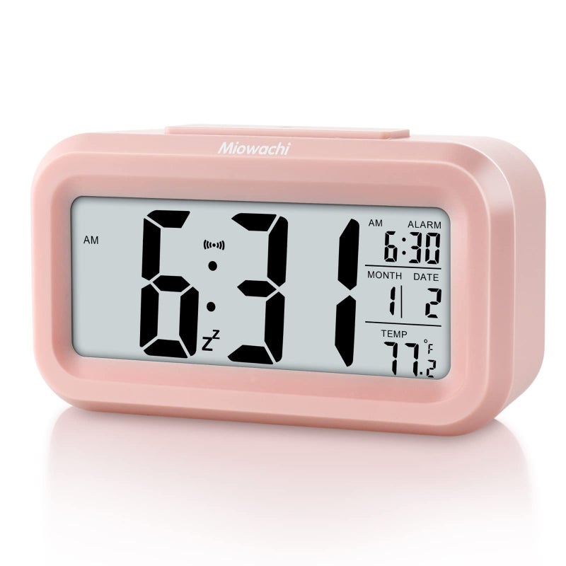 Miowachi Pink Digital Alarm Clock for Bedrooms Battery OperatedSnoozeNight Light Easy Setup Small Clock for Kids Kitchen Bathroom Office