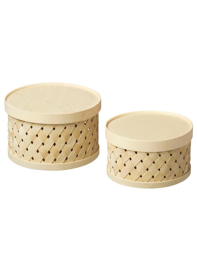 Generic Basket with lid set of 2, poplar  - Image 1