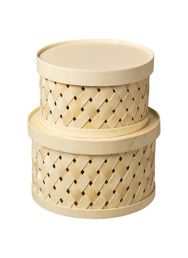 Generic Basket with lid set of 2, poplar  - Image 2