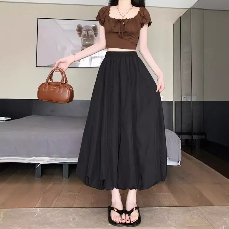 2024 New Design Puffy Bubble Lantern Skirt High Waist Slimming Half Skirt - Image 3