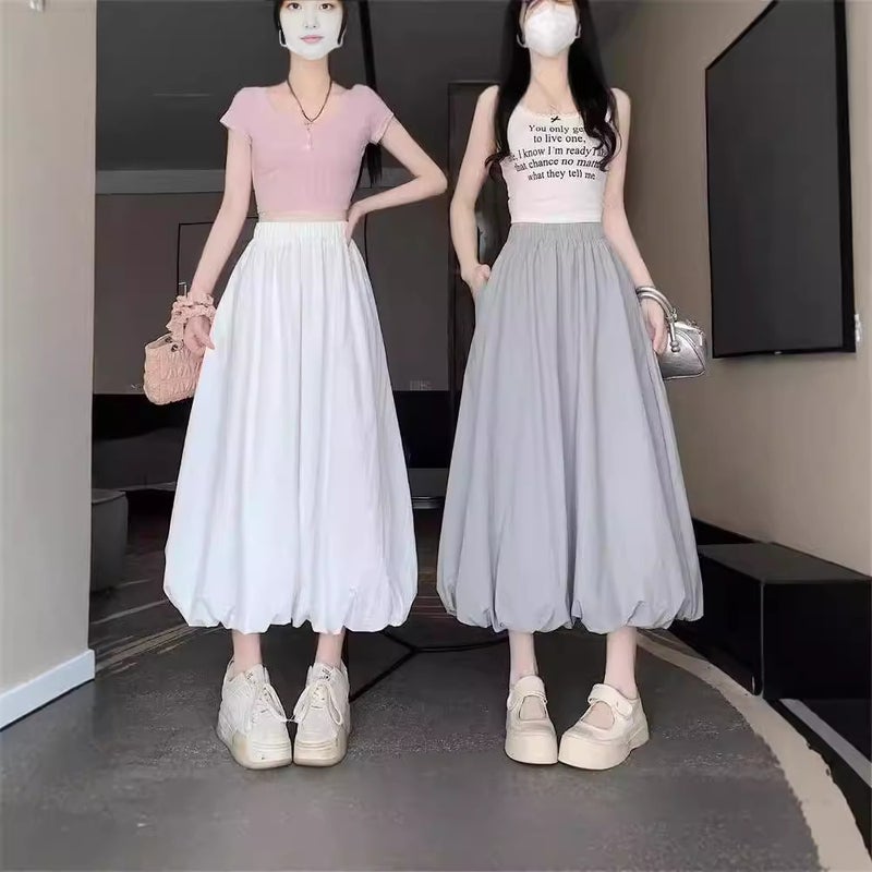 2024 New Design Puffy Bubble Lantern Skirt High Waist Slimming Half Skirt - Image 2
