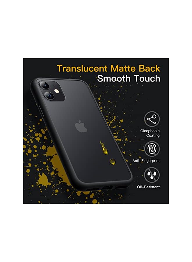 جي تيك حالة غير لامعة لأجهزة iPhone 11 6.1 بوصة ، حماية من الدرجة العسكرية العسكرية ، وغطاء الهاتف الخلفي الشفاف المتجمد ، ومكافحة الأصابع (أسود) - Image 3