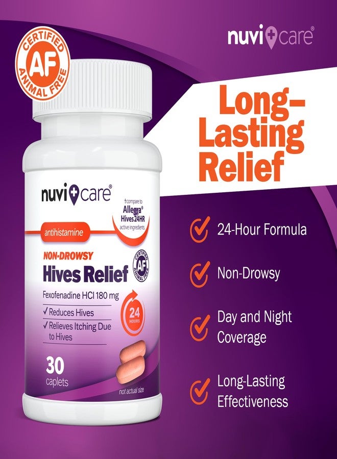 NUVICARE Hives Allergy Medicine for Adults and Children 12+ – Fexofenadine 180mg – 24 Hour Non Drowsy Antihistamine Formula – Generic for Alegra Hives – Nondrowsy Allergy Relief Tablets (30 Count - Image 2