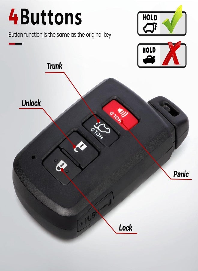 Beefunny Smart Remote Key Fob Replacement for Toyota Highlander 2014 2015 2016 2017 2018 2019 Keyless Entry Car Key Fob 4 Buttons FCC ID:HYQ14FBA Board ID:281451-2110 (1) - Image 5
