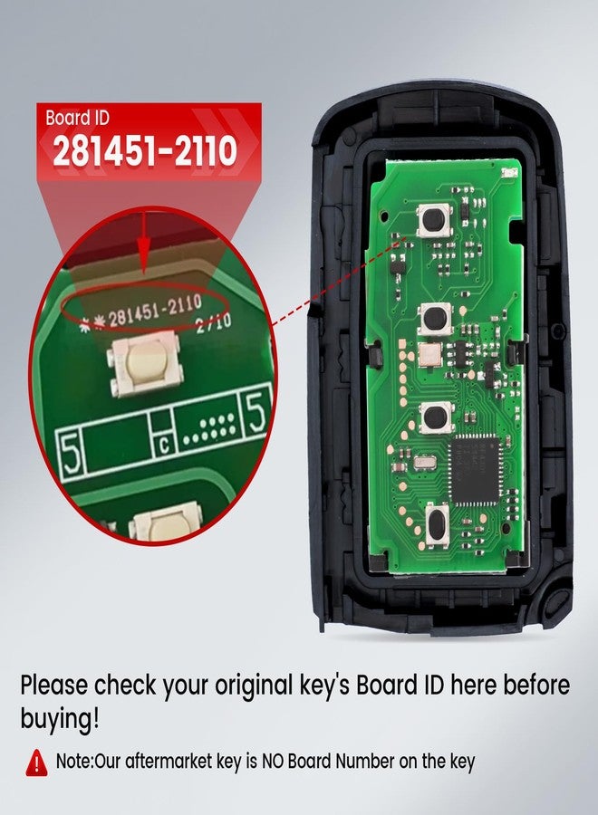 Beefunny Smart Remote Key Fob Replacement for Toyota Highlander 2014 2015 2016 2017 2018 2019 Keyless Entry Car Key Fob 4 Buttons FCC ID:HYQ14FBA Board ID:281451-2110 (1) - Image 4
