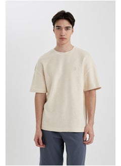 Man Comfort Fit Crew Neck Short Sleeve Knitted T-Shirt