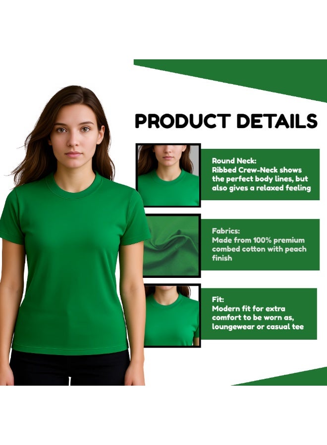 PRINTSHOP4ME Adult Round Neck Combed Women's T Shirt 190 GSM Pure Cotton Basic Colors - Image 3