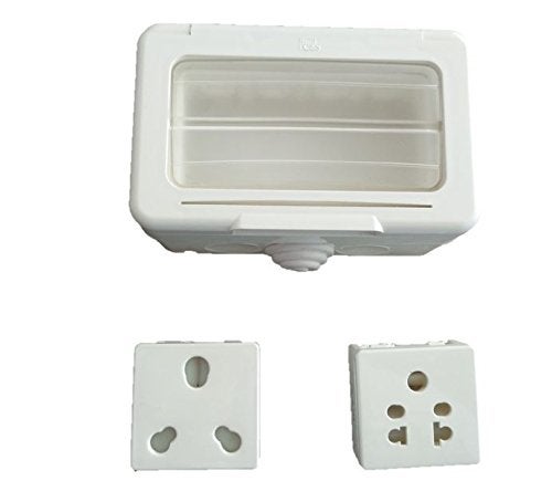 c&s electric Polyvinyl Chloride Type I 4 Module Waterproof Gang Box with 1 6A and 16A Socket. Use in Roof Top Lighting (White) - Image 1