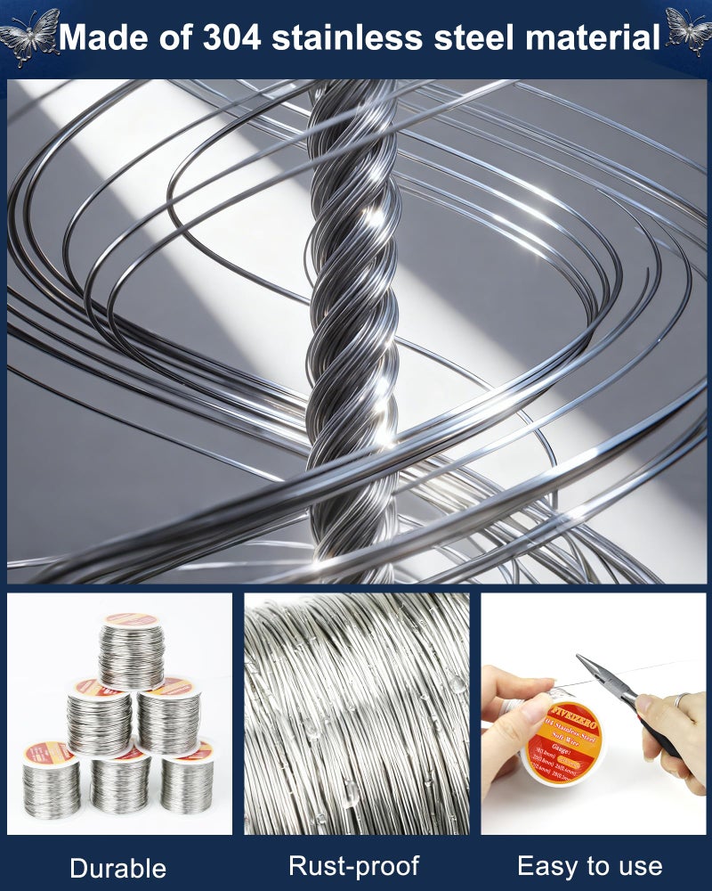 FIVEIZERO 18 Gauge 304 Stainless Steel Wire for Jewelry Making,28yd Stainless Steel Jewelry Wires Thin Metal Craft Wire for Necklace,Bracelet,Earring,Bead Stringing,DIY,Floral and Home Crafts - Image 3