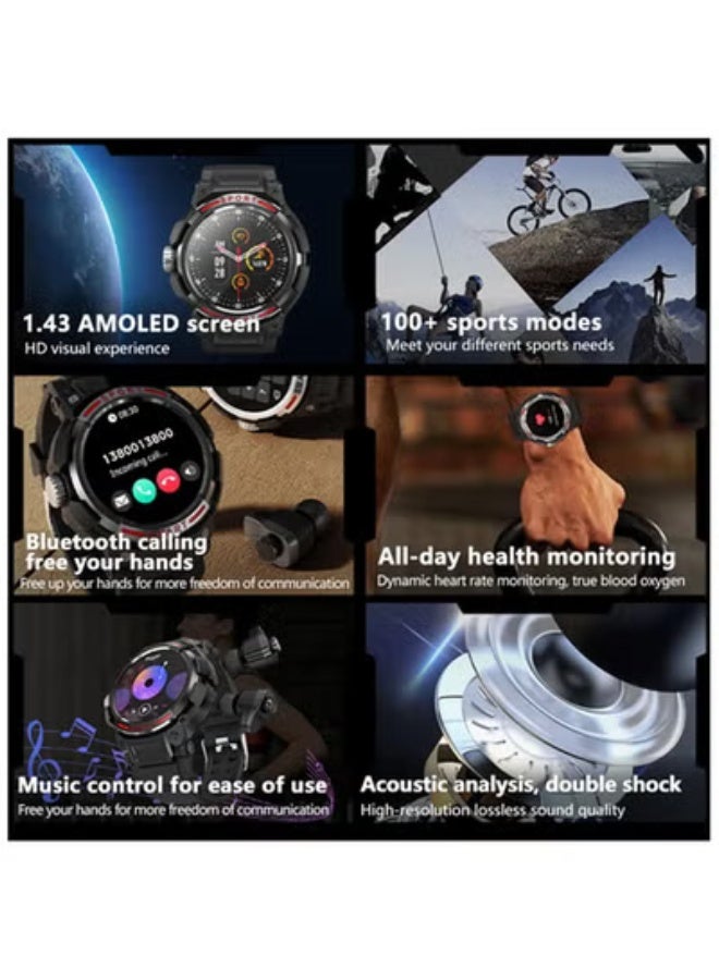 GT100 2-in-1 Smartwatch with Built-in TWS Earbuds, 1.85-Inch HD Display, Bluetooth Calling, Health & Fitness Tracker, Multi-Sports Modes - Image 2