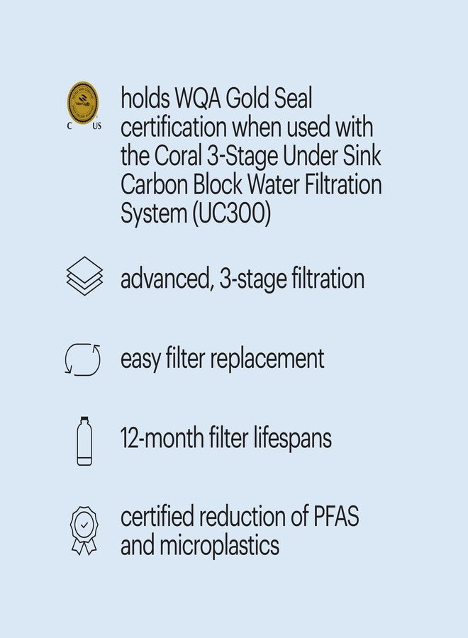 برونديل نظام ترشيح المياه ثلاثي المراحل تحت الطاولة Brondell H2O+ Coral UC300 (فلاتر بديلة UF-35) - Image 3