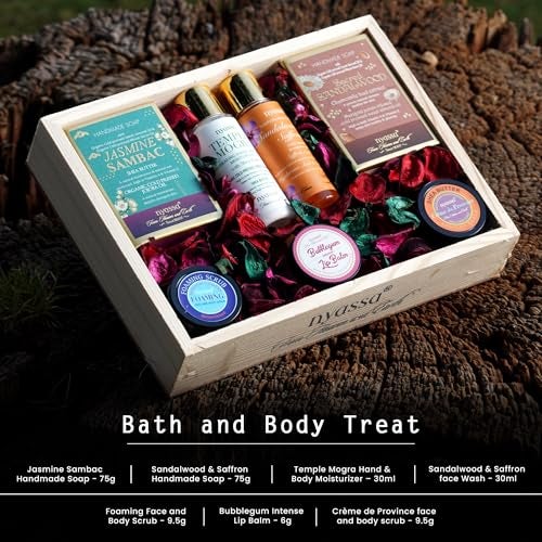 NYASSA Premium Bath and Body Treats Wooden Gift Set for Women & Men | Luxury Bath And Body Care Set To Pamper Your Loved Ones | Perfect for Every Occasion | Pack of 7 - Image 2
