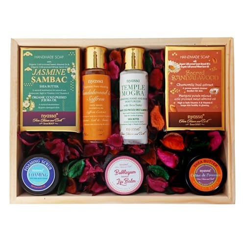 NYASSA Premium Bath and Body Treats Wooden Gift Set for Women & Men | Luxury Bath And Body Care Set To Pamper Your Loved Ones | Perfect for Every Occasion | Pack of 7 - Image 1