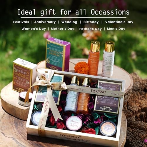 NYASSA Premium Bath and Body Treats Wooden Gift Set for Women & Men | Luxury Bath And Body Care Set To Pamper Your Loved Ones | Perfect for Every Occasion | Pack of 7 - Image 5