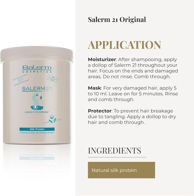Salerm Cosmetics 21 Silk Protein Leave-In Conditioner - 1000 ml - Image 4