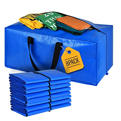HAPPY CHEERS Moving Bags, Storage Totes, Extra Large Storage Bags for Moving Supplies, College Dorm Essentials, Bedroom Closet, Packing Bags with Backpack Handles Zipper Compatible with IKEA Frakta Cart（8 Pack） - Image 1