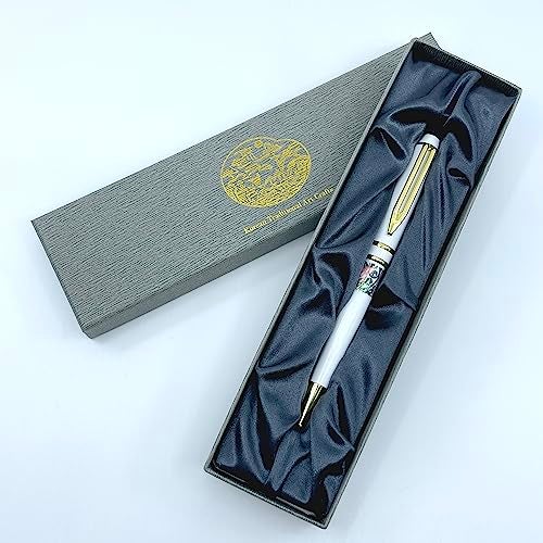 Nacreh Inlay Mother of Pearl Design Handmade Ballpoint Pen Retractable Executive Gift Deluxe Rollerball Point Black Ink (White) - Image 5