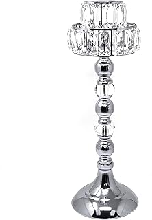 allgala allgala 19" Lamp Style STealight Candle Holder with Crystal Blocks-Silver Chrome-HD89012  - Image 1