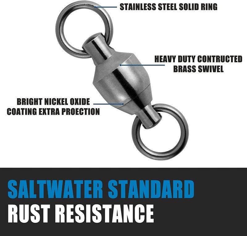 Dr.Fish 20 Pack Ball Bearing Fishing Swivels, Swivels Fishing Tackle Saltwater, Freshwater Stainless Heavy Duty Lure Leader Line Connector #3 - Image 3
