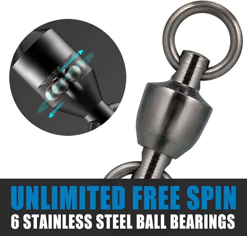 Dr.Fish 20 Pack Ball Bearing Fishing Swivels, Swivels Fishing Tackle Saltwater, Freshwater Stainless Heavy Duty Lure Leader Line Connector #3 - Image 4