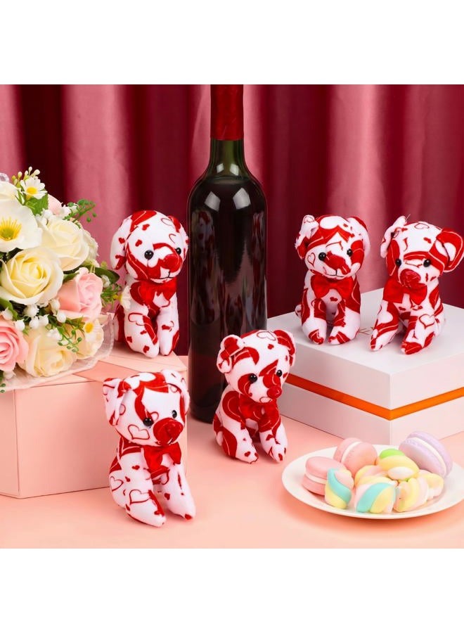 Haull 18 Pcs Valentine's Day Stuffed Dogs Plush Toys with Hearts Pattern for Valentine's Day Birthday Party Gift Favors - Image 3
