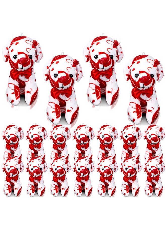Haull 18 Pcs Valentine's Day Stuffed Dogs Plush Toys with Hearts Pattern for Valentine's Day Birthday Party Gift Favors - Image 1