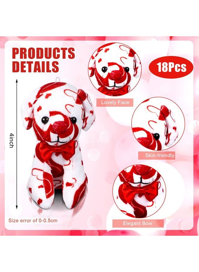 Haull 18 Pcs Valentine's Day Stuffed Dogs Plush Toys with Hearts Pattern for Valentine's Day Birthday Party Gift Favors - Image 2