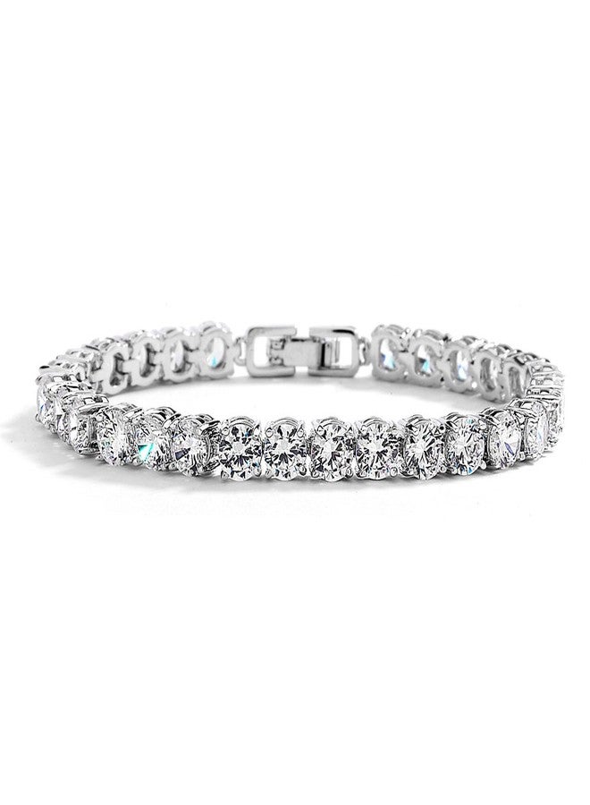 Mariell Silver Platinum 6 1/2" Petite Size CZ Crystal Bridal Tennis Bracelet, Perfect for Smaller Wrist - Image 1