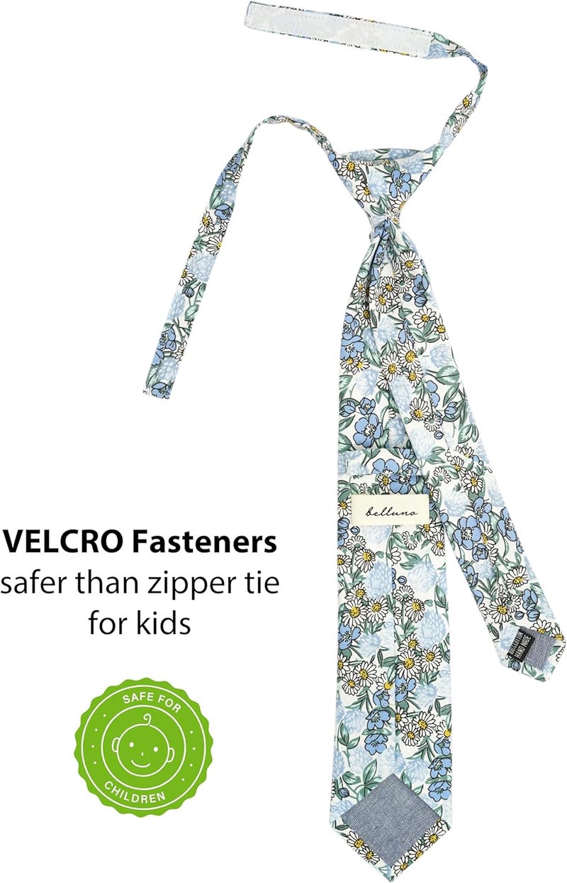 BELLUNO Boys' Floral Ties, Hook and Loop Pre-tied Flower Ties for Little Kids and Pre-teens - Image 1