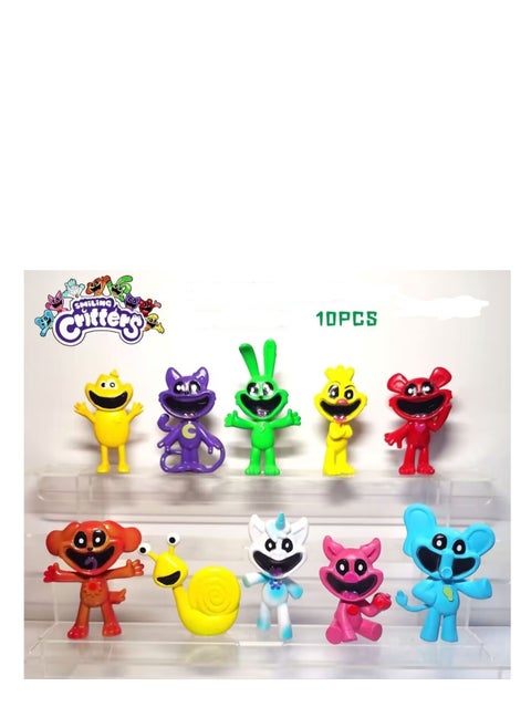 10-Piece Smiling Critters Figures,The Smiling Critters Action Figure Toys For Fans,Catnap Cartoon Monster Game Smiling Critters Series Figures Model Birthday Cake Toppers